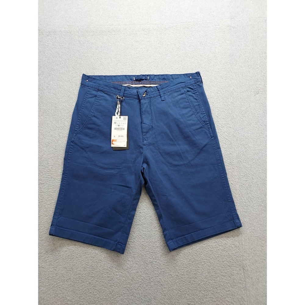 ZARA Men Short 31 Blue Chino Flat Front Stretch Slash Pockets Casual‎ Outdoor